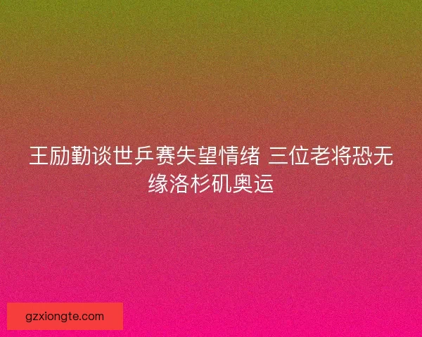 王励勤谈世乒赛失望情绪 三位老将恐无缘洛杉矶奥运